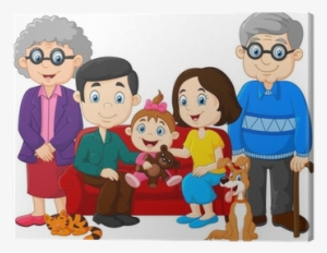 Cartoon Happy Family Isolated On White Background Canvas - Family With  Grandparents Clipart Transparent PNG - 400x400 - Free Download on NicePNG