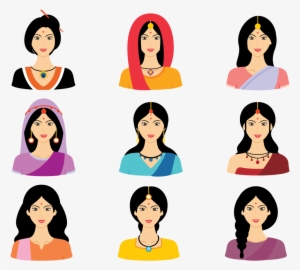 Traditional Indian Family Clipart For Kids - Indian Woman Vector Png