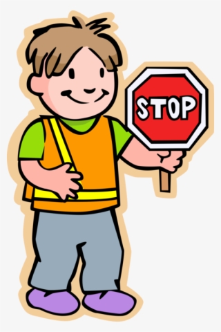 Boy Crossing Guard With Stop Sign Royalty Free Vector - Crossing Guard Clipart Png
