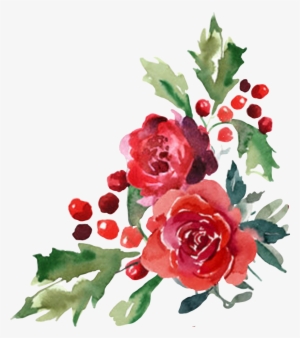 Watercolor Flower Flor Flores Cornerdesign Christmas - Holly Watercolor Transparent Background