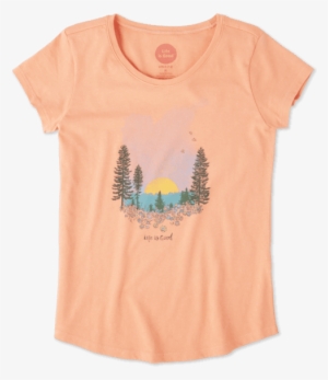Girls Landscape Watercolor Smiling Smooth Tee - T-shirt