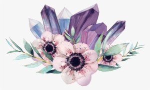 gemstone flower watercolor painting crystal clip art - mystic faerie tarot - trade paperback