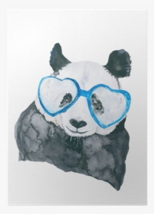 Panda With Glasses - Watercolor Painting