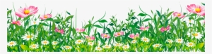 Grass With Flowers Png Clipart - Flowers On Ground Png