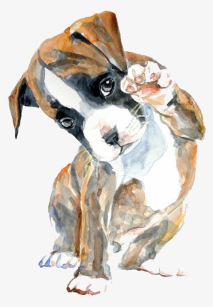 Boxer Watercolor Painting Oil Painting Drawing - Cahoon's Closet Cotton & Linen Dog Pillow - Boxer