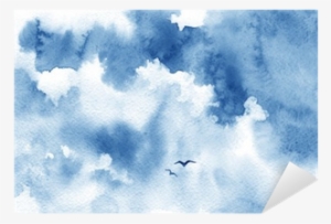 Blue Watercolor Cloud, Birds And Sky - Himmel Aquarell