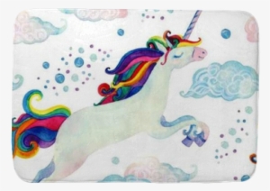 Watercolor Fairy Tale Seamless Pattern With Flying - Acuarela Unicornios