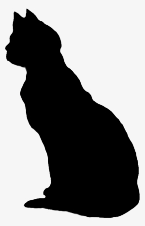 Cat Silhouette Clip Art - Black Cat Looking Left