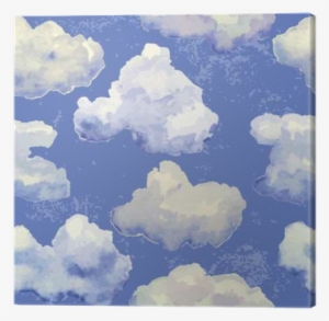 Vector Seamless Pattern With Watercolor Blue Clouds - Watercolor Painting