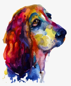 Watercolor Dog Printed Transfers - Brilliant Basset Hound Watercolor Painting