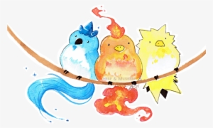 Check It Out, She's Made Some Cute Watercolor Drawings, - Articuno Zapdos Moltres Chibi