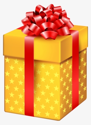 Yellow Gift Box With Stars Png Clipart - Gift