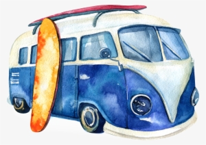 Hand Painted Watercolor Car Skateboard Transport Transparent