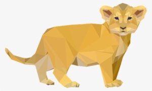 Africa Animal Cat Cub Feline Lion Low Poly - Lion Cub Clip Art