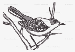 Watercolor Fabric - Watercolor Bird In Grays - Bird
