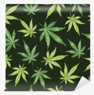 Watercolor Marijuana Leaves On Dark - Cannabis