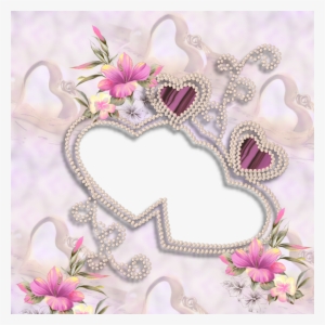 Delicate Png Photo Frame With Pearls And Flowers - Pearls And Flowers