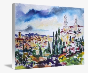 Siena Italy Tuscan Landscape Watercolor By Ginette - Painting