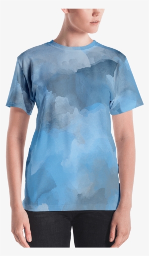 Steel Blue Watercolor Women's T Shirt T Shirt Zazuze - T-shirt