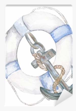 Life Ring, Anchor Wall Mural • Pixers® • We Live To - Watercolor Painting