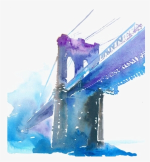Ftestickers Watercolor Bridge Brooklynbridge - Watercolor Brooklyn Bridge