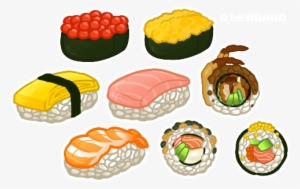 Sushi Stickers I Made For Myself Seen Are Ikura, Uni - Sushi Tumblr Transparent Gif