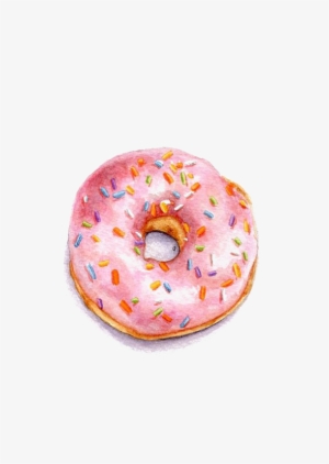 Clip Art Library Stock Painting Illustration Pink Donut - Watercolour Donut Illustration
