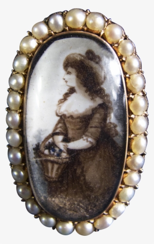 Exemplary 18th Century Sepia And Watercolor Miniature - Pearl