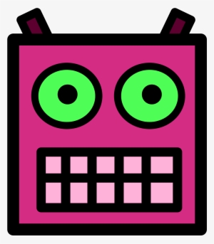 Pink Or Plum Robot Face With Green Eyes - Face Of Robot Clip Art