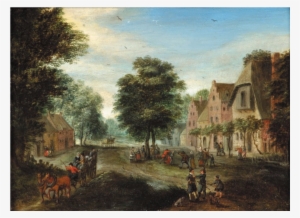 Busy Village Square - Painting