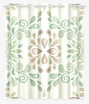 Green Watercolor Ornament New Window Curtain 52" X - Window Valance