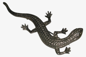 Deco Era Lizard Reptile Pin Faux Marcasite Metal Rhinestone - Lizard Transparent Background