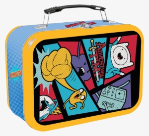 Comic Book Halftone Tin Lunchbox - Cartoon Network Framed Adventure Time With Dots, Fleece,