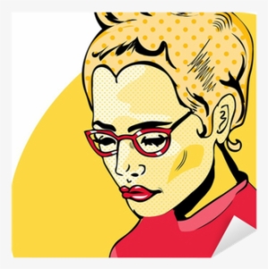 Pop Art Woman Comic Book Style With Dot Sticker • Pixers® - Comic Book Art Style Face