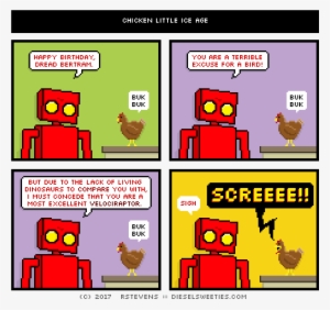 Red Robot, Bertram The Chicken - Red Robot Saying Happy Birthday