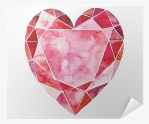 Watercolor Illustration Of Heart In The Form Of A Diamond - Watercolor Painting