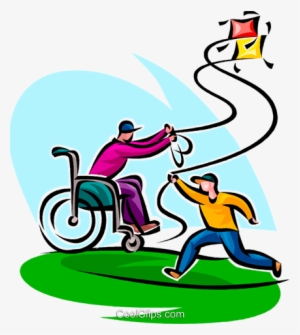 Father In A Wheelchair Flying A Kite Royalty Free Vector - Education