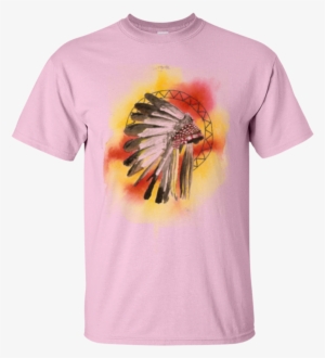 watercolor native american headdress t shirt gildan - gucci t shirt pink