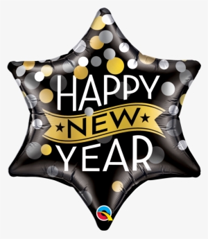 Qualatex 22" Foil Balloon Happy New Year Confetti Dots - Happy New Year Confetti Dots Helium Balloon