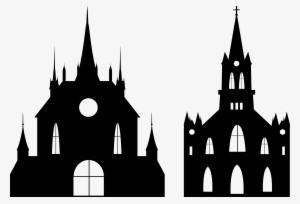 Castle Euclidean Vector Illustration Black - Gothic Church Silhouette