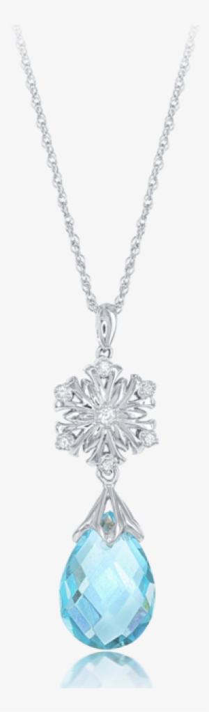 Elsa Frozen Snowflake Aquamarine Briolette Pendant - Frozen Necklace Png