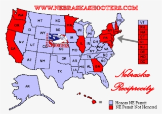 Nebraska Reciprocity - Free Concealed Carry Map