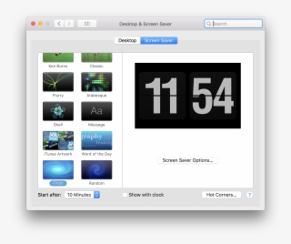 System Preference > Desktop & Screen Saver - Screen Saver Options Mac