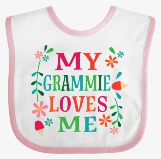 My Grammie Loves Me Girls Gift Baby Bib White And Pink - Girl