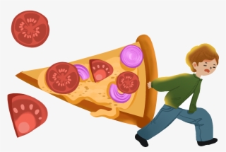 Cartoon Hand Painted Creative Pizza Png And Psd - Psd