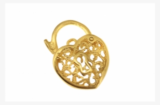 Sterling Silver 925 Yellow Gold Plated Filigree Heart - Locket