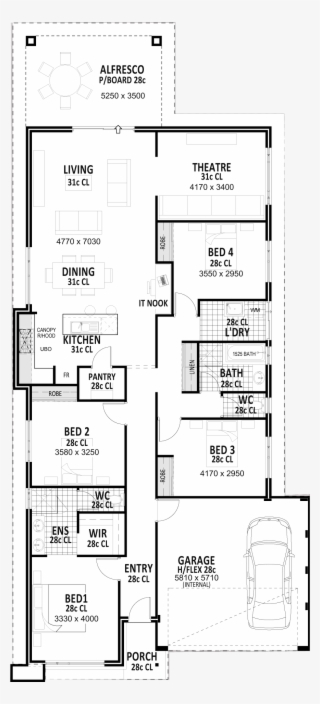 Amira - Narrow Single Storey Floor Plans