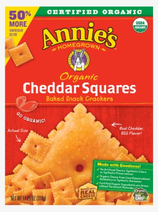Annie's Organic Cheddar Squares Baked Snack Crackers, - Annies Snacks