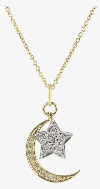 Diamond Moon And Star Necklace - Locket