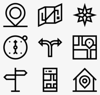Navigation And Maps - Black And White Icons Png